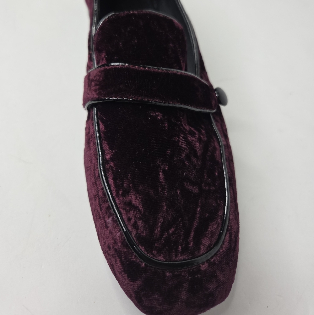 Donald J Pliner Haven Wine Red Crushed Velvet Loafers Flats Size 8.5 - Picture 7 of 11